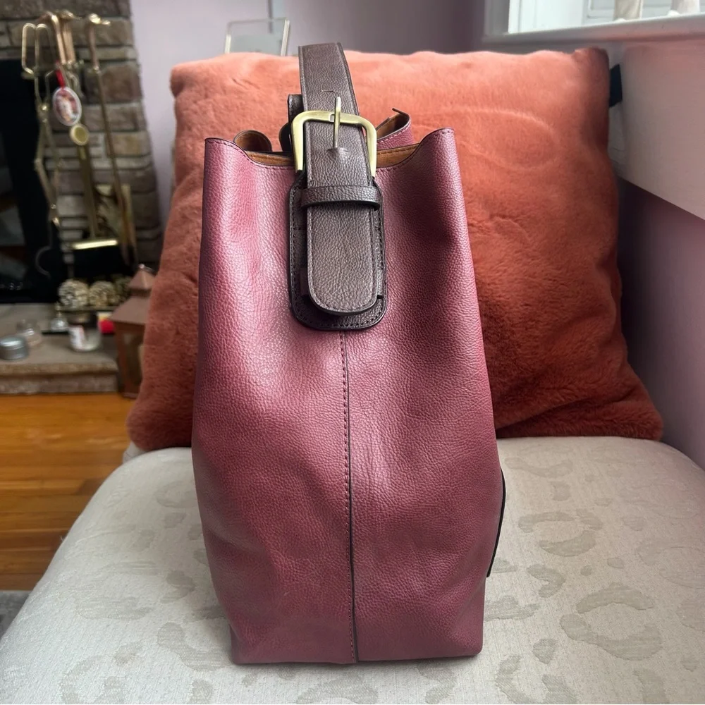 Joy Susan Rose Vegan Leather Bucket Tote Shoulder Bag